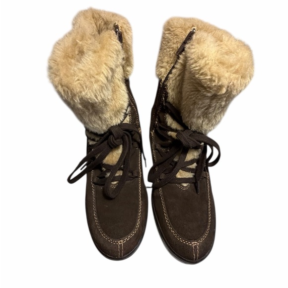 Naturalizer Shoes - Naturalizer Brown Leather and Faux Fur-Lined Women's Snow Boots Sz 9.5